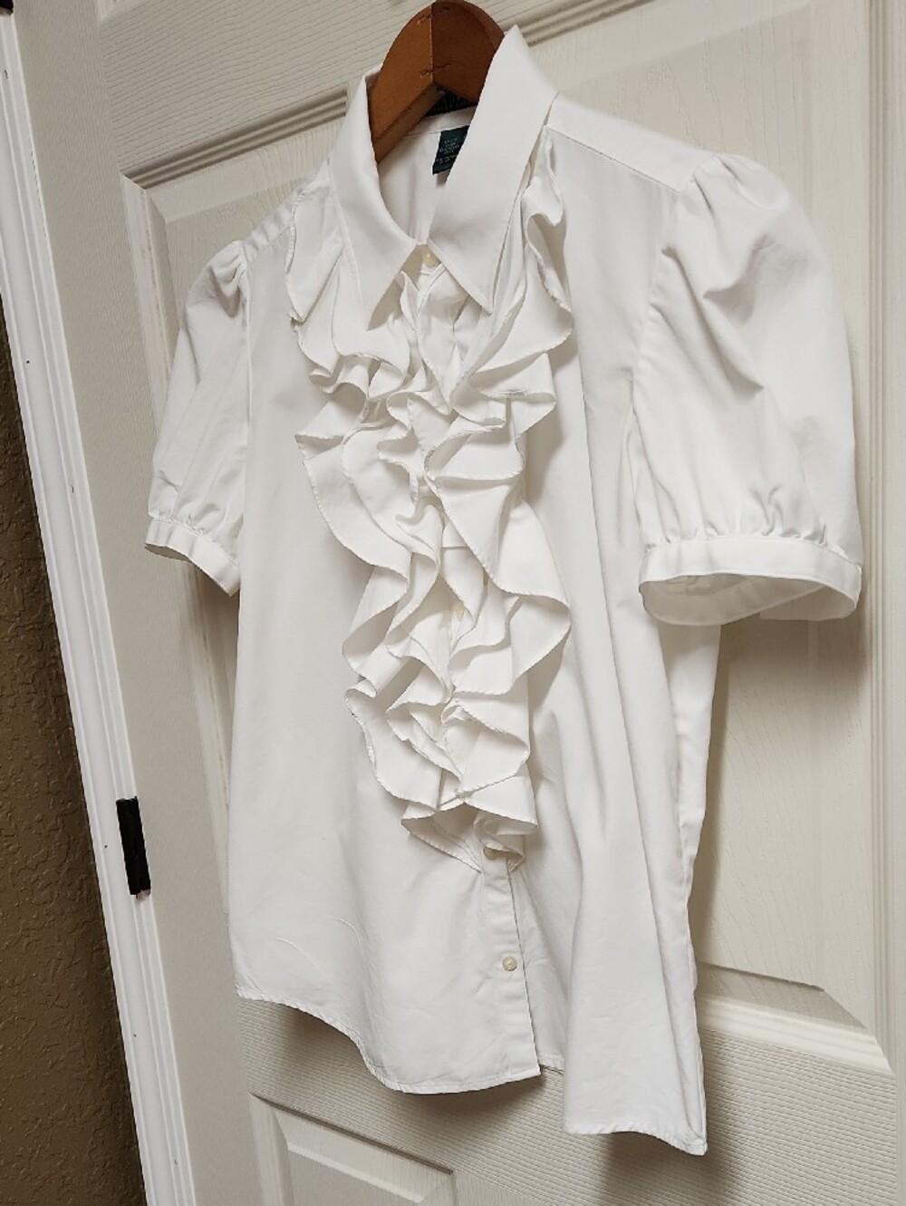 Lauren Ralph Lauren Women's White Triple Ruffle Short-Sleeve Blouse